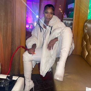 Steve Madden cream thigh high boots